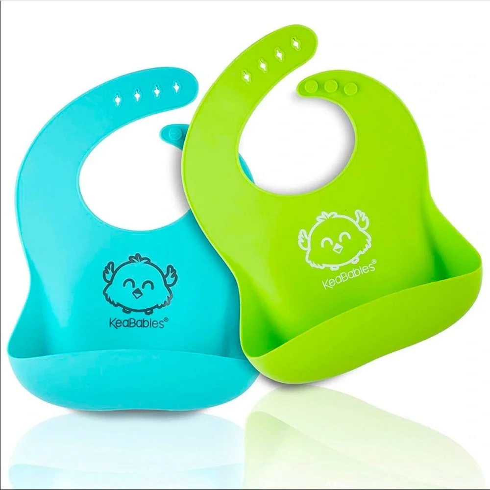 Set of Silicone Baby Bibs w/Catcher Pocket